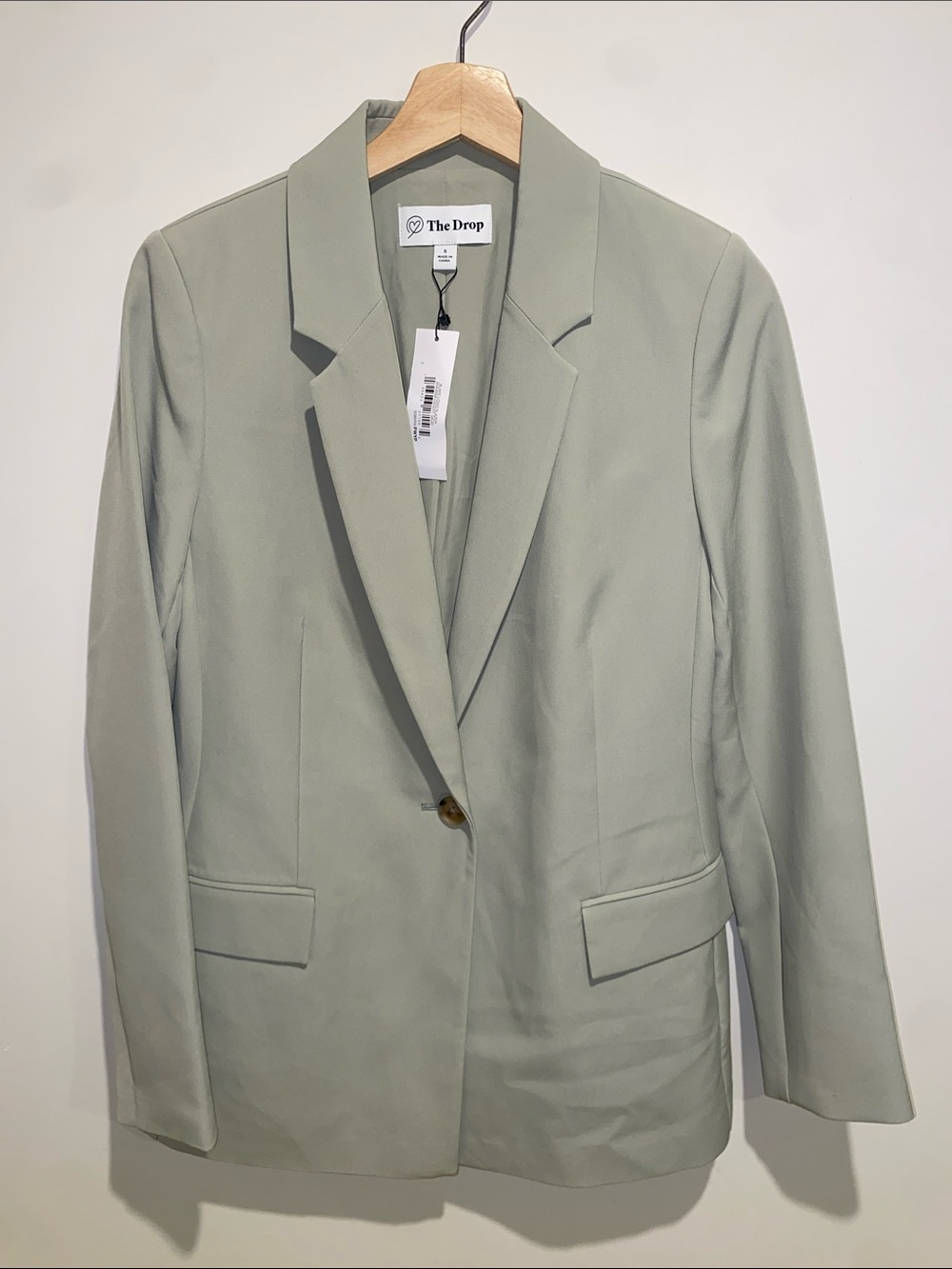 The Drop Women's Sage Green Single-Button Blazer
